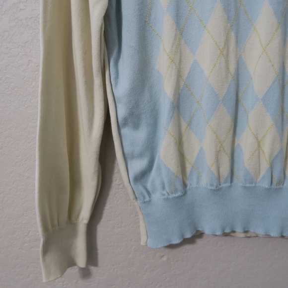 Toscano Sweater Argyle‎ Lightweight Pullover Academia Preppy Layering Piece - Picture 2 of 9